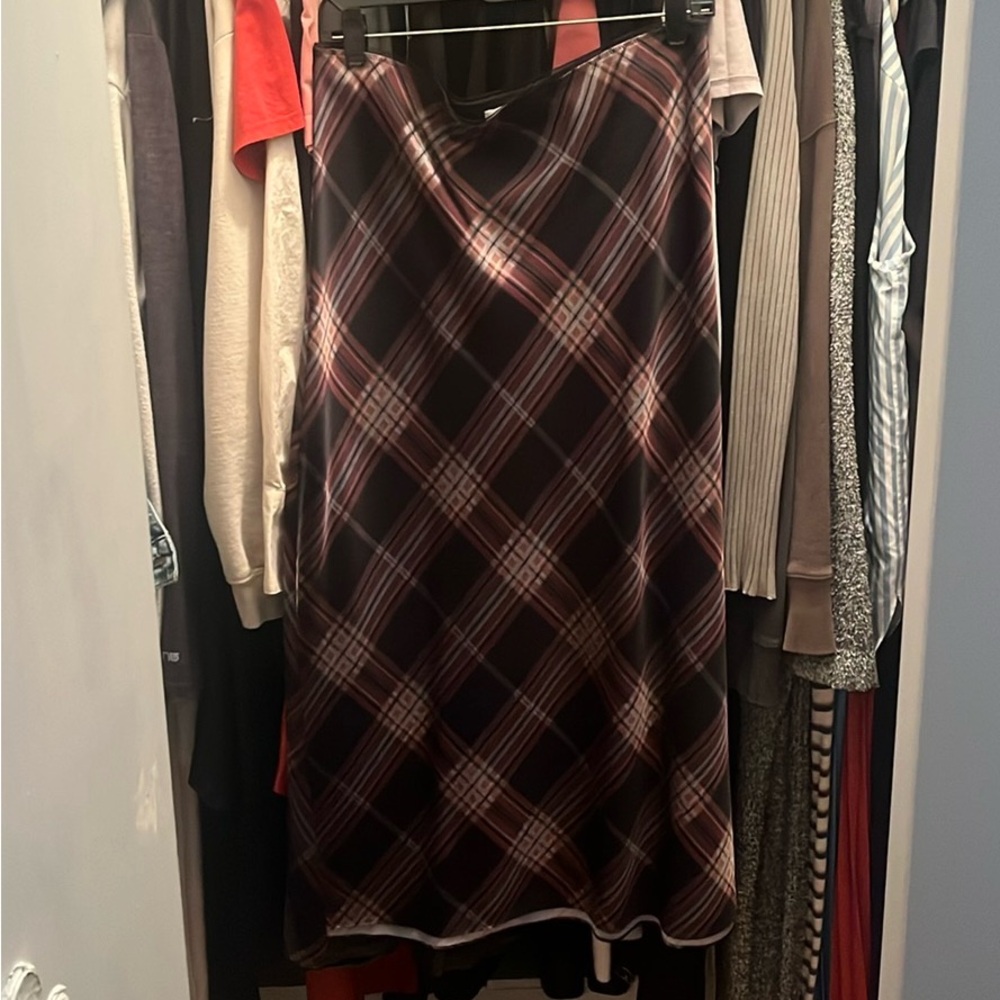 Vince Plaid Slip Skirt